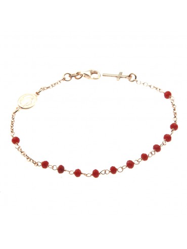 bracciale rosario in argento ramato postine rosse