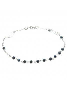 bracciale rosario in argento postine blu scuro bcc1167