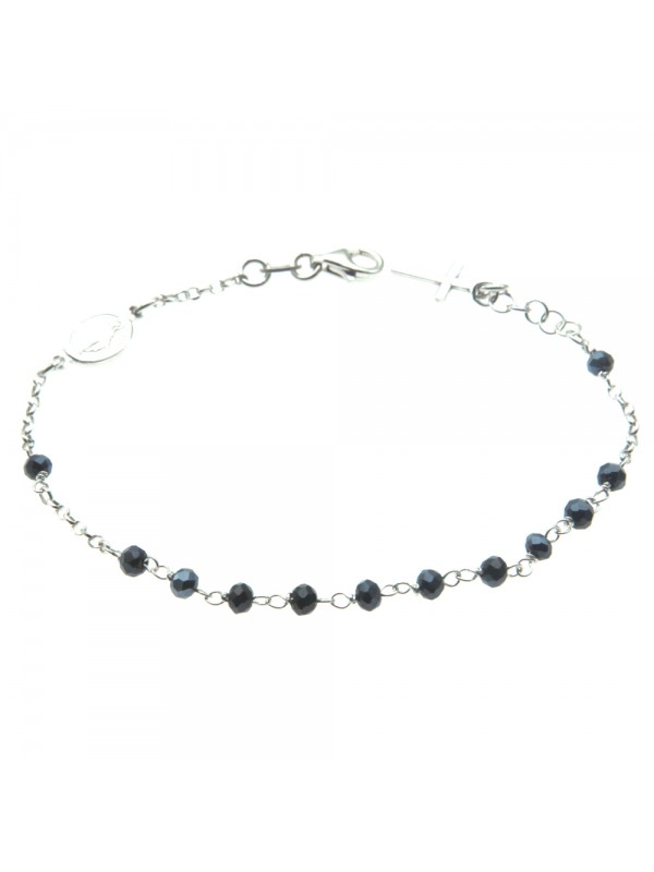bracciale rosario in argento postine blu scuro bcc1167