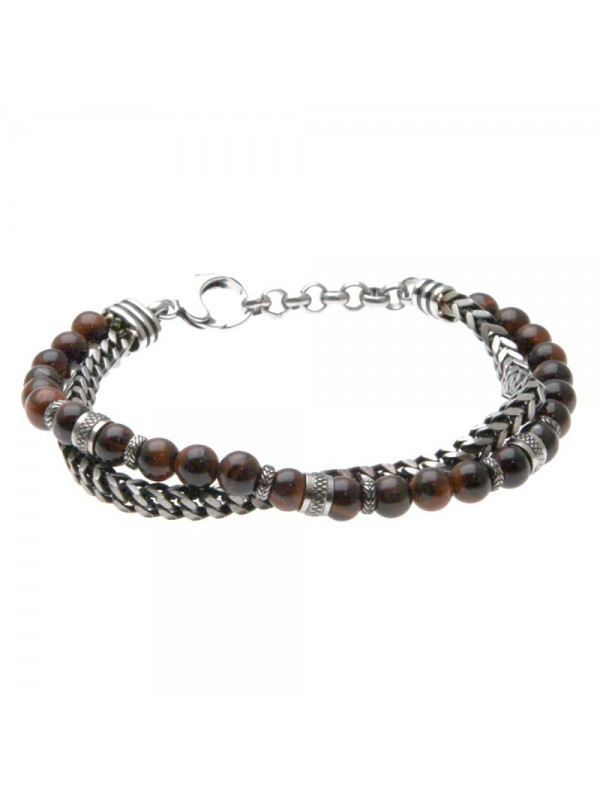 bracciale uomo in acciaio e occhio di tigre bcc2581