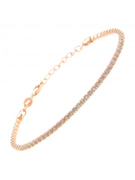 bracciale tennis argento ramato strass bianchi bcc1163