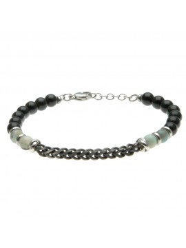bracciale con pietre dure ed elementi in acciaio uomo - bcc1783