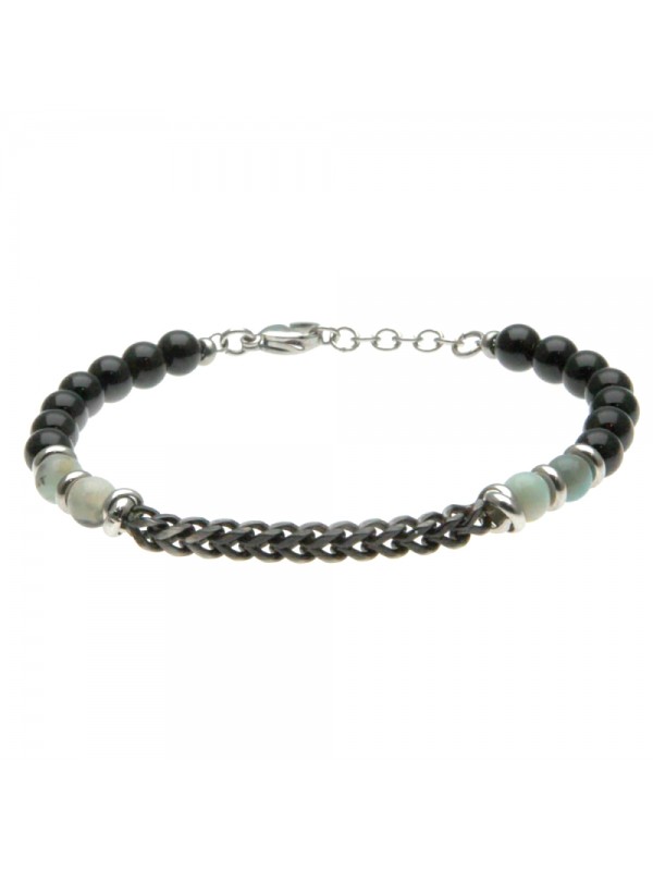 bracciale con pietre dure ed elementi in acciaio uomo - bcc1783