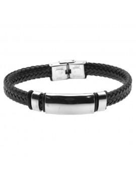 bracciale uomo pelle acciaio piastra per incisione bcc0447