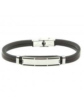bracciale uomo pelle acciaio piastra per incisione bcc0457