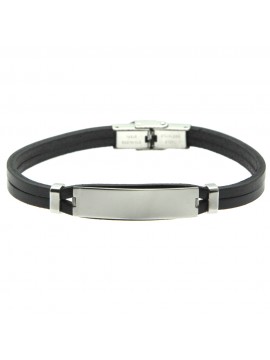 bracciale uomo pelle acciaio piastra per incisione bcc0458