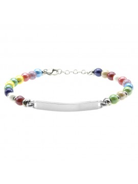 Bracciale colorato con piastra in acciaio bcc0430