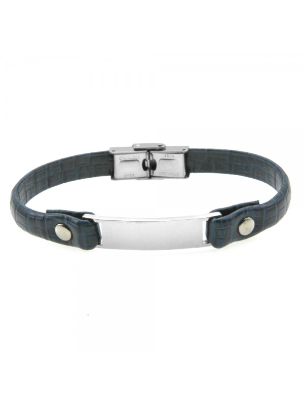 Bracciale pelle uomo piastra in acciaio bcc0463