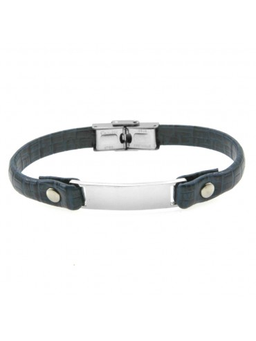 Bracciale pelle uomo piastra in acciaio bcc0463