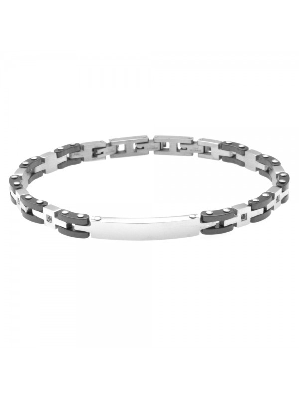 Bracciale uomo piastra per incisione acciaio e ceramica bcc0720
