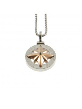 Collana con rosa dei venti in acciaio cln0152