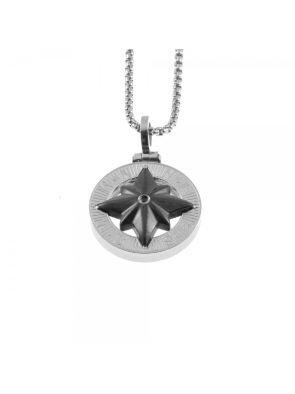 Collana con rosa dei venti in acciaio cln0163