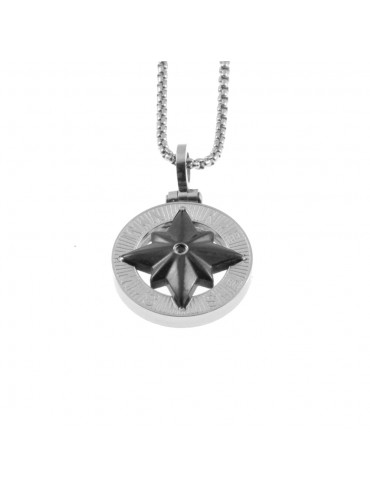 Collana con rosa dei venti in acciaio cln0163