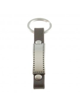 portachiavi uomo acciaio pelle marrone scuro prt0111