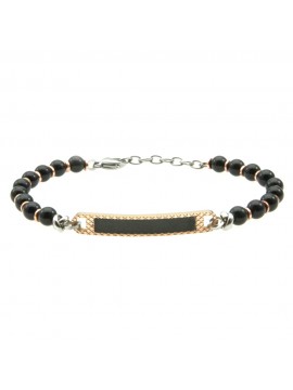 bracciale uomo con piastra acciaio e pietre bcc1692