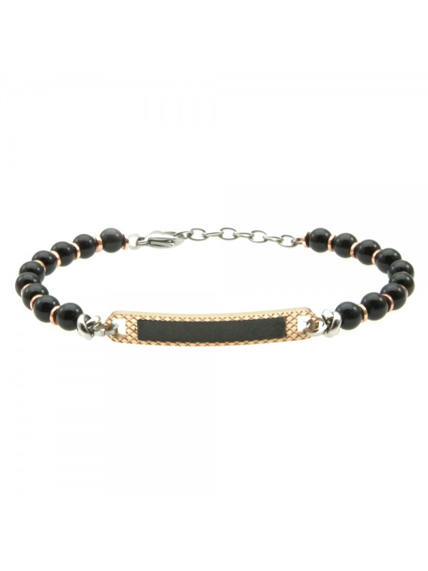 bracciale uomo con piastra acciaio e pietre bcc1692