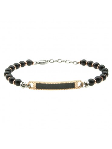 bracciale uomo con piastra acciaio e pietre bcc1692