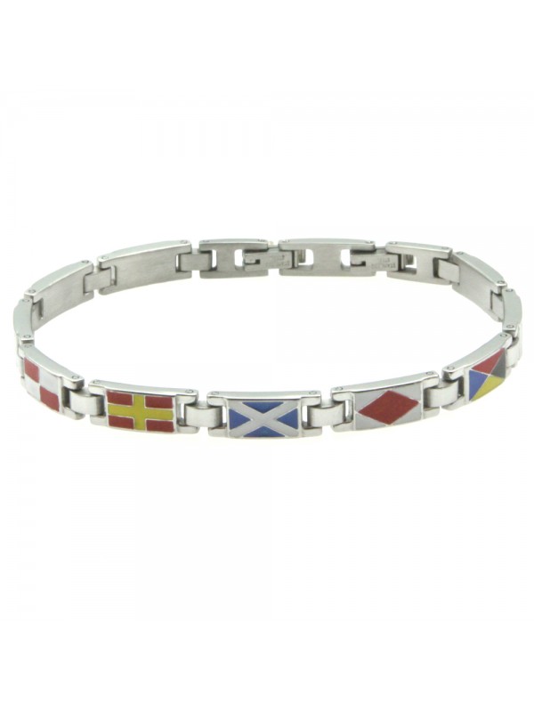 bracciale con bandiere nautiche uomo acciaio e smalto bcc1793