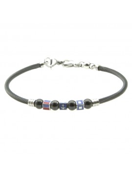 bracciale uomo cavetto ancora e bandiere acciaio bcc2070
