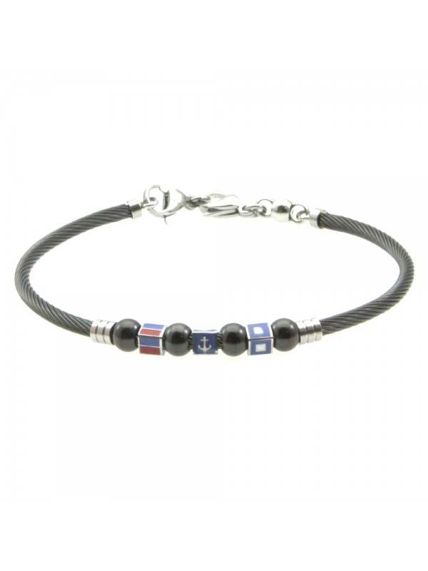 bracciale uomo cavetto ancora e bandiere acciaio bcc2070