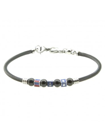 bracciale uomo cavetto ancora e bandiere acciaio bcc2070