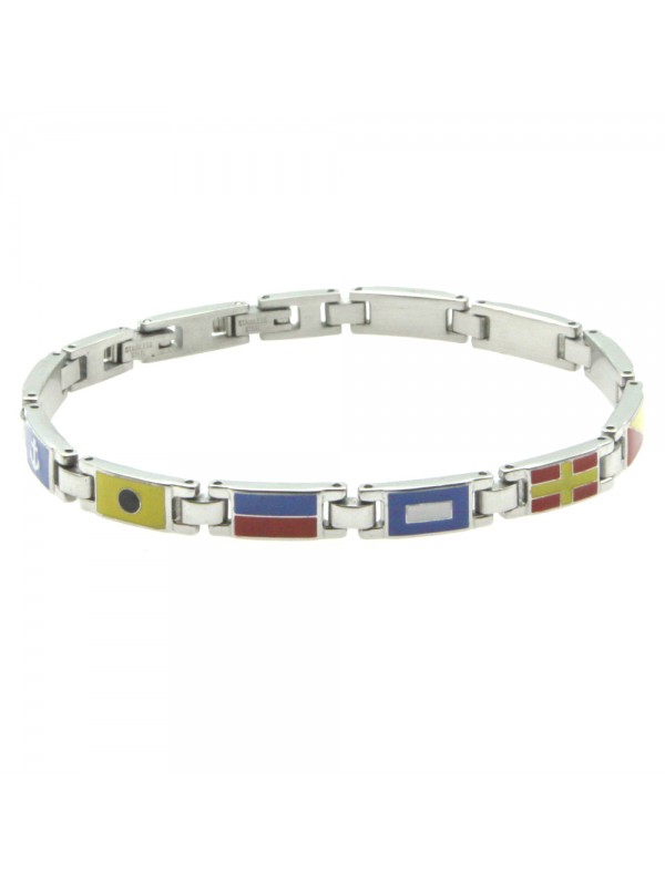 bracciale con bandiere nautiche uomo acciaio e smalto bcc2291