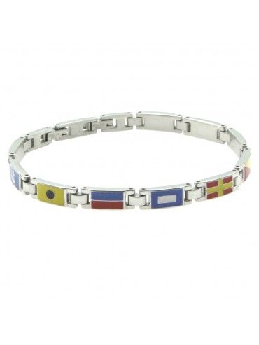 bracciale con bandiere nautiche uomo acciaio e smalto bcc2291