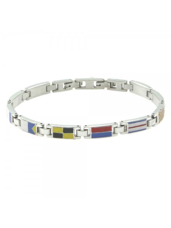 bracciale con bandiere nautiche uomo acciaio e smalto bcc2293