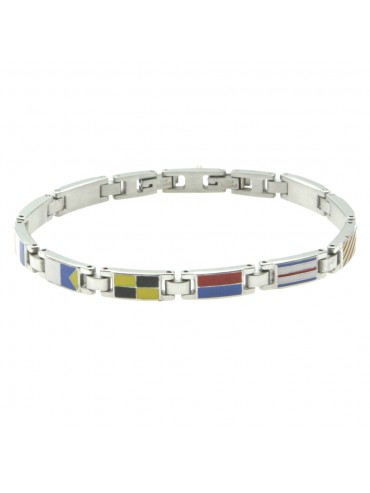 bracciale con bandiere nautiche uomo acciaio e smalto bcc2293