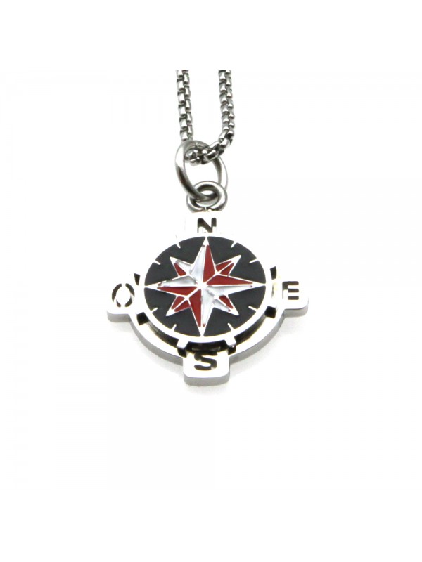 Collana rosa dei venti uomo in acciaio cll0717