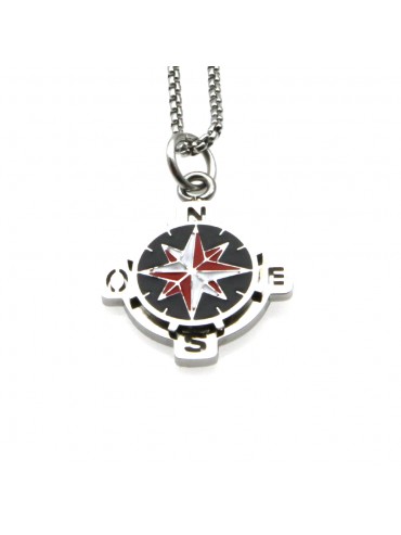 Collana rosa dei venti uomo in acciaio cll0717