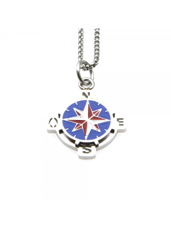 Collana rosa dei venti uomo in acciaio cll0925