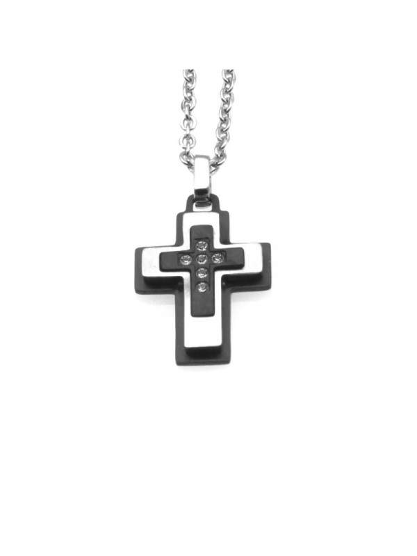 Collana uomo croce ciondolo acciaio cll0822