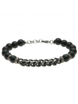 Bracciale uomo acciaio e pietre bcc1067