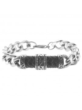 bracciale uomo acciaio pelle grumetta bcc1437
