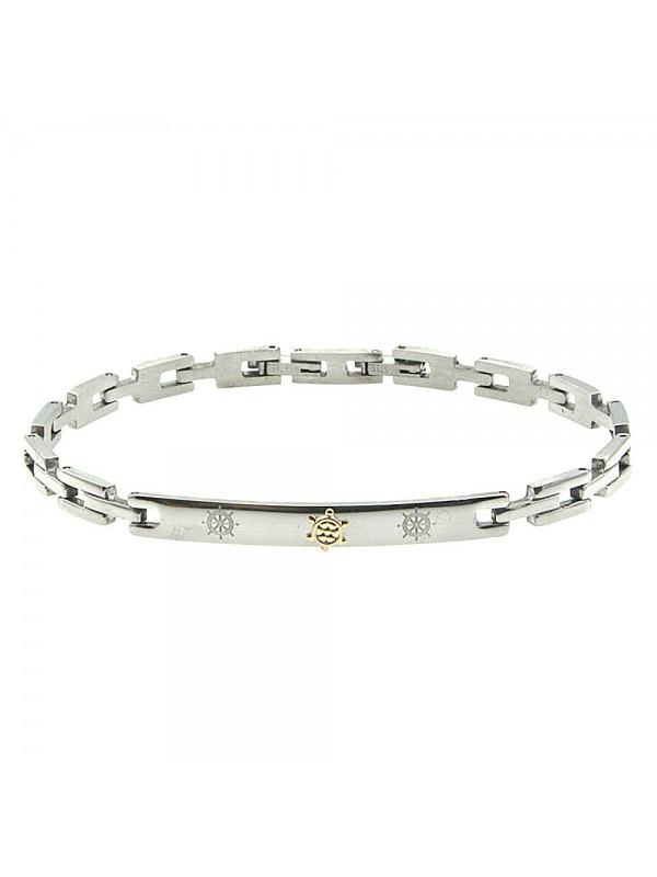 bracciale uomo acciaio con timone in oro bcc2693