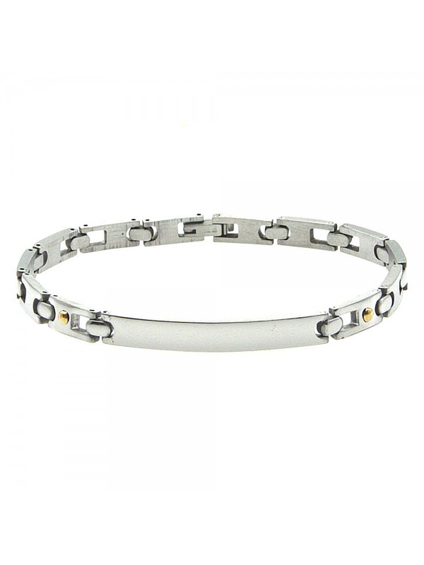 bracciale uomo acciaio e oro con piastra bcc2703