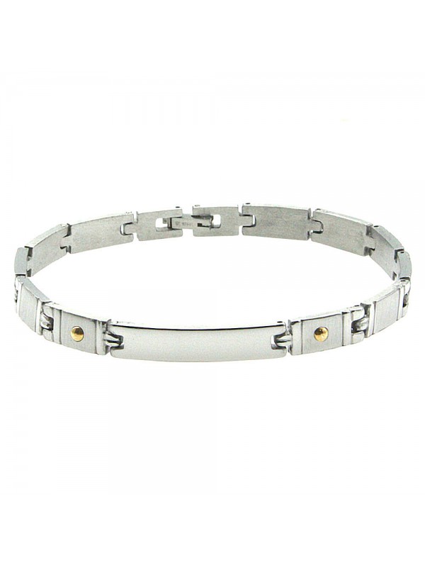 bracciale uomo acciaio e oro con piastra bcc2704