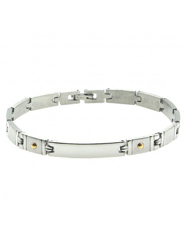 bracciale uomo acciaio e oro con piastra bcc2704