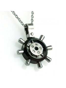 Collana con timone in acciaio