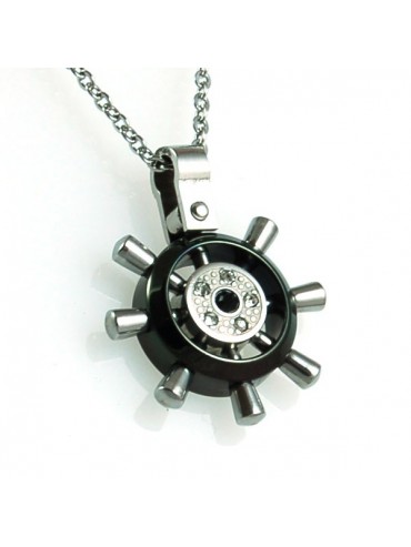 Collana con timone in acciaio