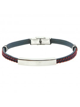bracciale uomo pelle colorata piastra acciaio bcc2708