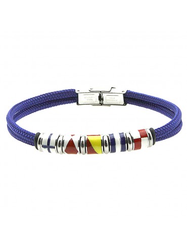bracciale bandiere nautiche uomo acciaio e corda bcc2717