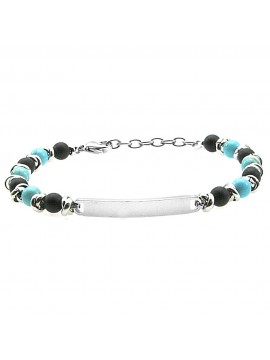 bracciale uomo piastra acciaio e pietre bcc2718