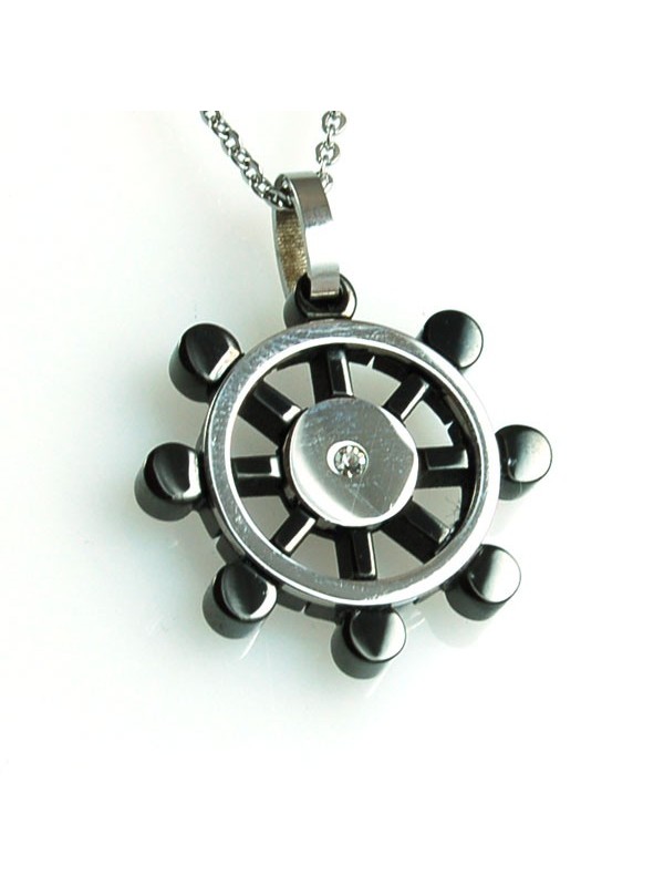 Collana con timone in acciaio