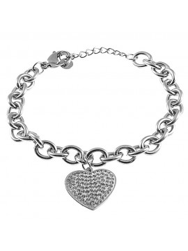bracciale cuore donna acciaio e strass bcc2727