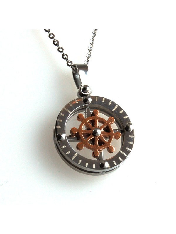 Collana con timone in acciaio