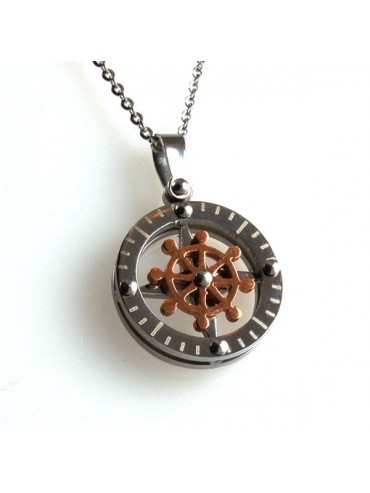 Collana con timone in acciaio