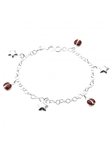 bracciale coccinella donna ragazza bimba argento bcc2736