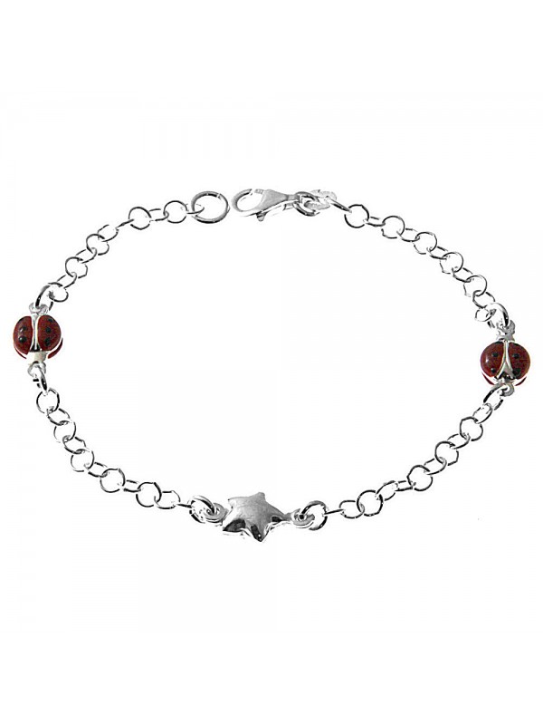 bracciale coccinella donna ragazza bimba argento bcc2738